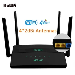 KuWFi-Router inalámbrico 4G LTE de 300Mbps, enrutador con tarjeta SIM, punto de acceso para el hogar, módem WiFi RJ45 WAN LAN, compatible con 32 usuarios