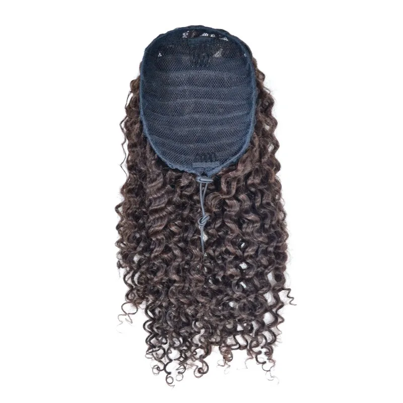 شعر حقيقي غريب موجة سحب حبل شبكة مطاطية شعر حقيقي ذيل حصان 4 #    مظهر طبيعي خفيف الوزن ومتين وسهل الصيانة