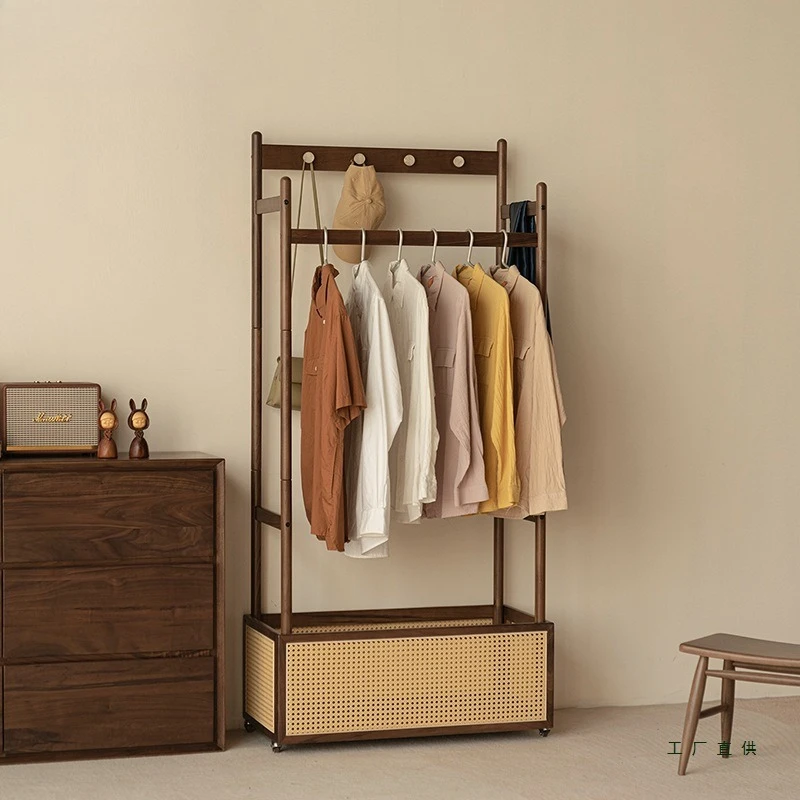 

Вешалка от пола до потолка, передвижная простая вешалка из ротанга, бытовая вешалка из цельного дерева.