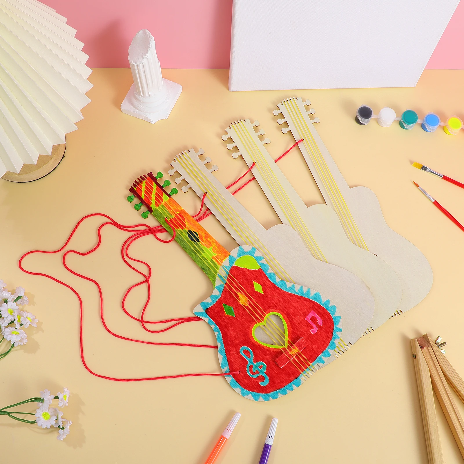 

4pcs Diy Wood For Kids Wooden Design Toddler Friendly Size Preschool Music Learning Tool Creative Craft Painting