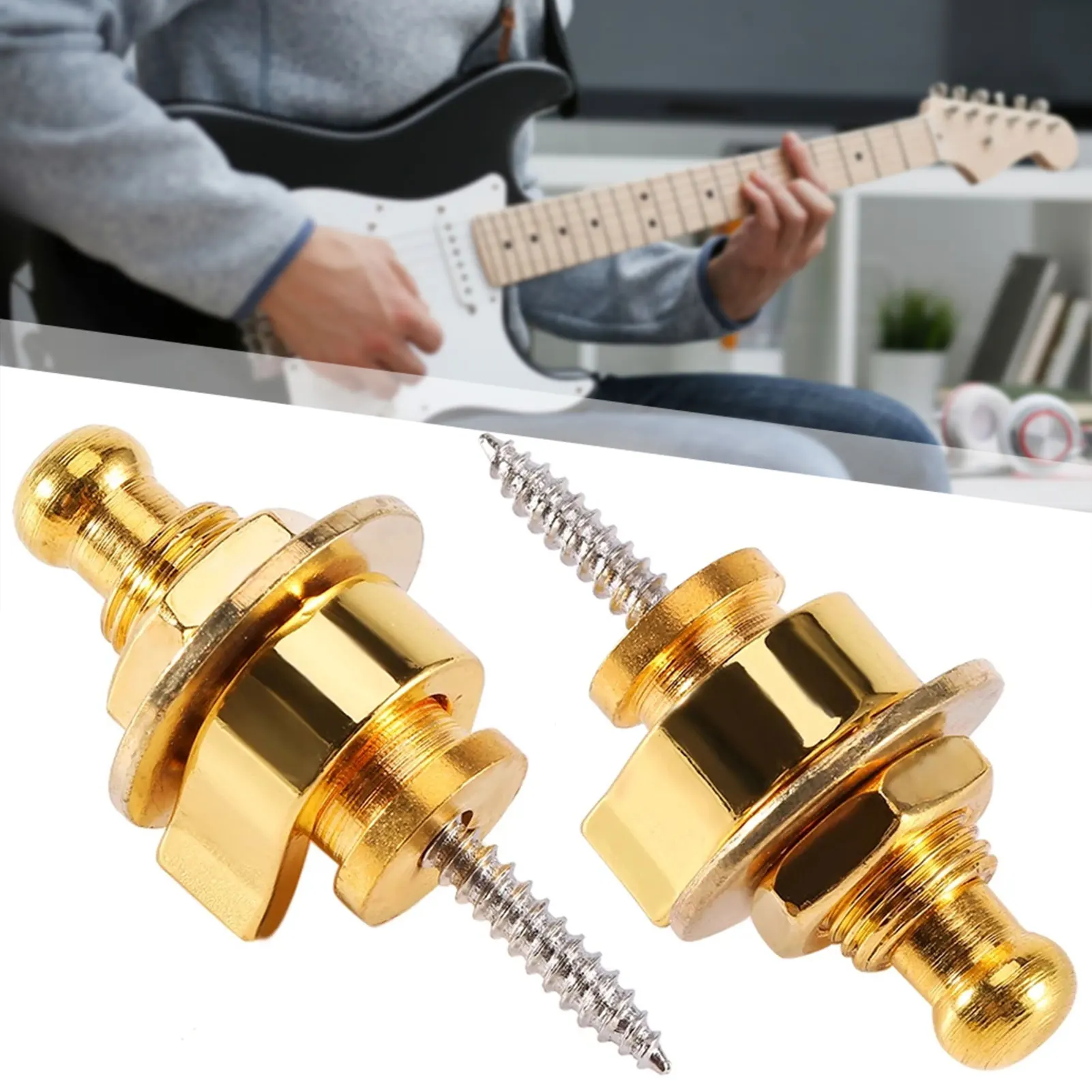 

10pcs Electric Guitar Strap Locks Gold Schaller-Type Securitys Straplocks Guitar Parts