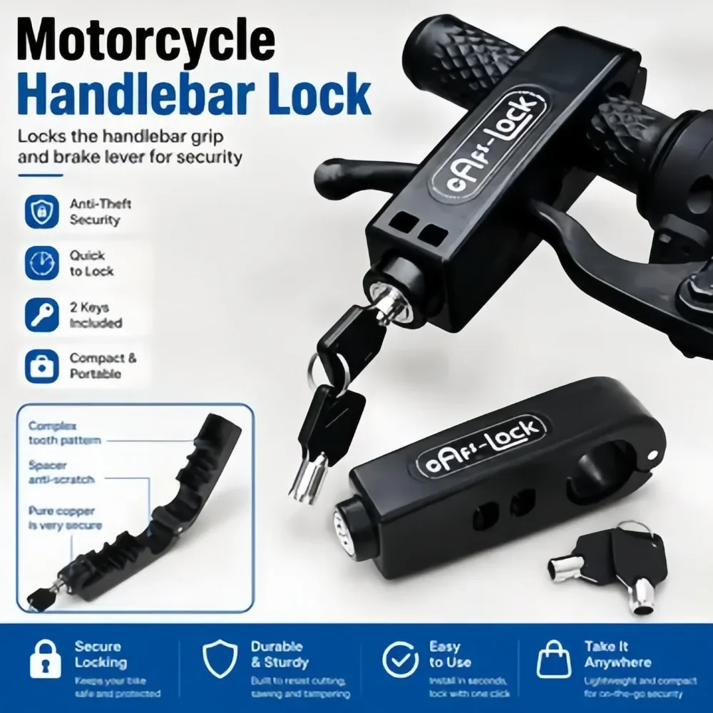 Universal Bike Handlebar Lock Anti Theft Motorcycle Scooter E-bike Bicycle Security Lock One Touch Quick Lock Anti-theft Device