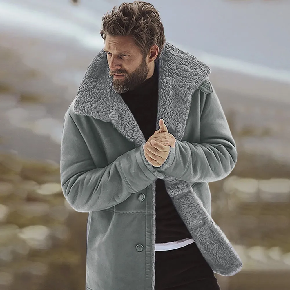 Men's Winter Coat Sheepskin Jacket Warm Wool Lined Mountain Faux Lamb Jackets Coat Loose Fashion High Quality Coat Dropshipping