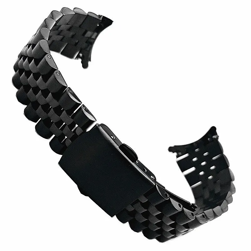 Bracciale con cinturino per orologio con estremità curva nera argento vintage 18mm 19mm 20mm 21mm 22mm in acciaio inossidabile Gold Jubilee