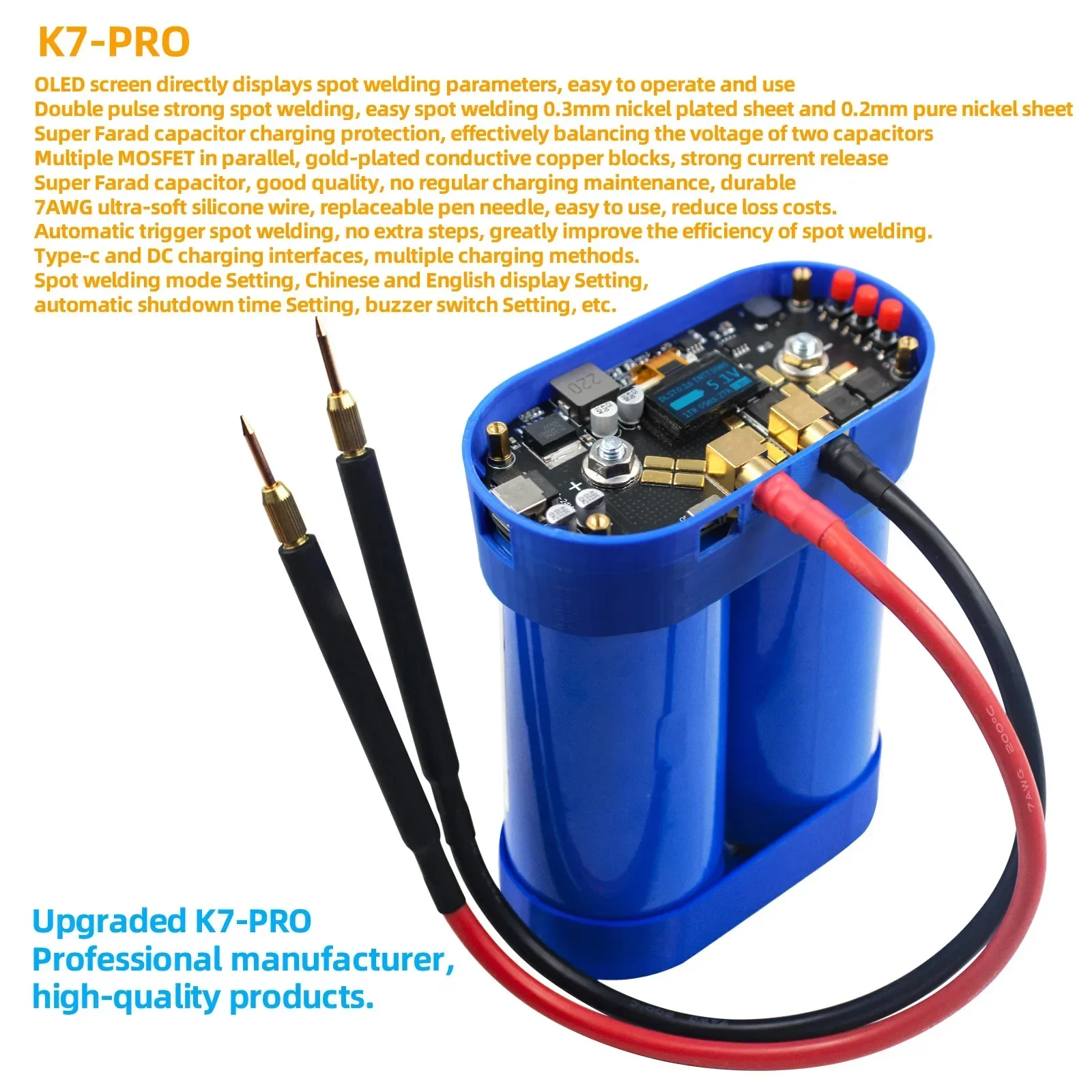 K7 Por Super Super-Capacitor Spot-Welder LCD Display Double Pulse Control Panel DIY Lithium Battery