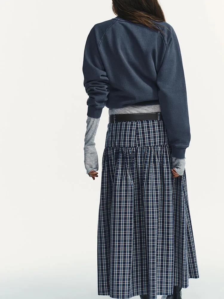 تنورة ميدي أنيقة وحلوة مع حزام بتصميم مربعات، إصدار جديد لشتاء 2025، أزياء نسائية تقليدية صينية للمسرح #3