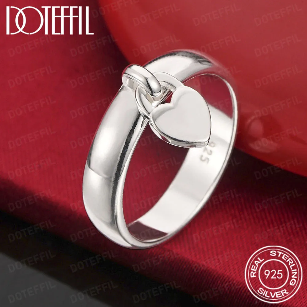 925 Sterling Silver Heart Lock Ring For Woman Man Fashion Wedding Engagement Party Gift Charm Jewelry