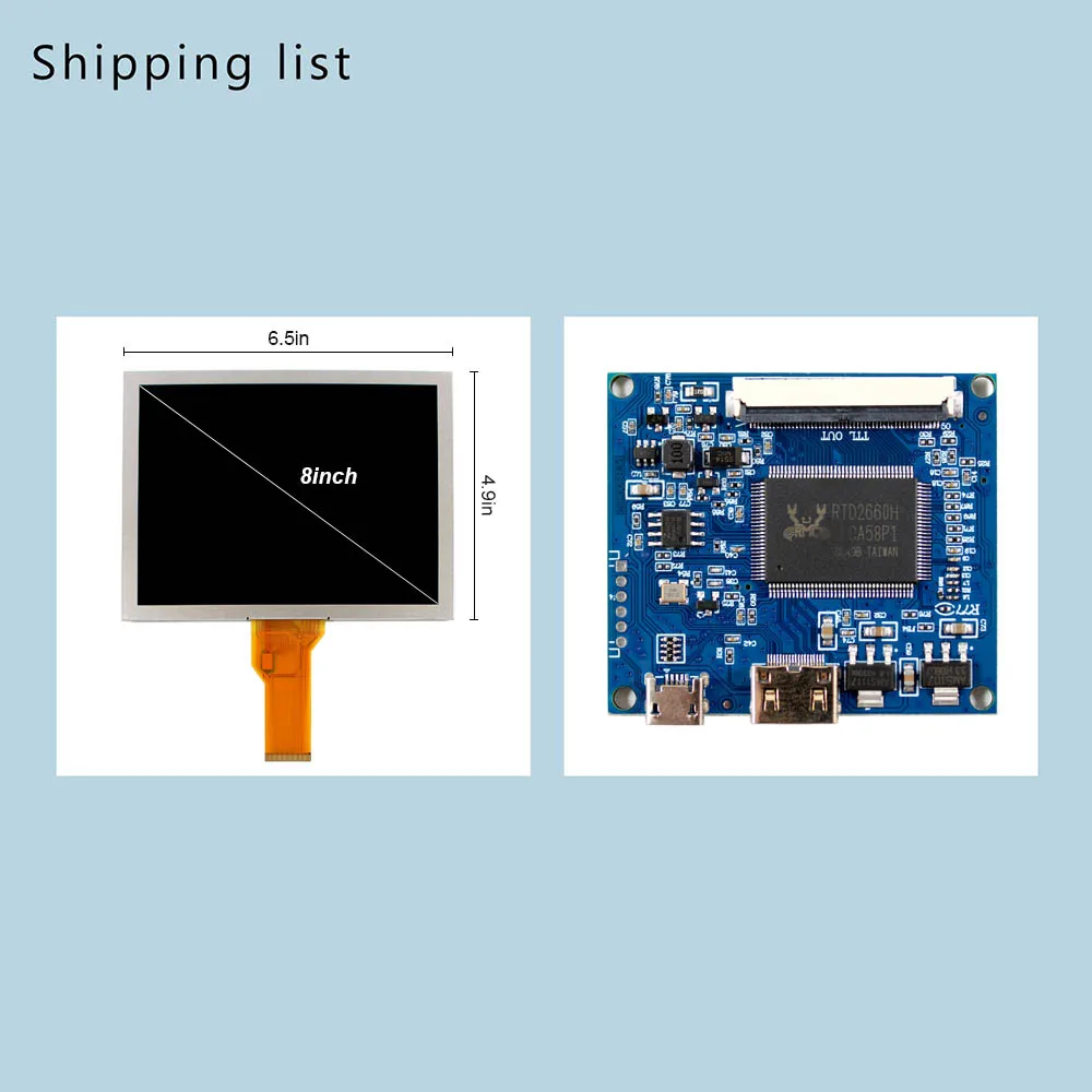 8 in EJ080NA-05B 800x600 LCD Screen With HD-MI Board 5VDC Power No OSD