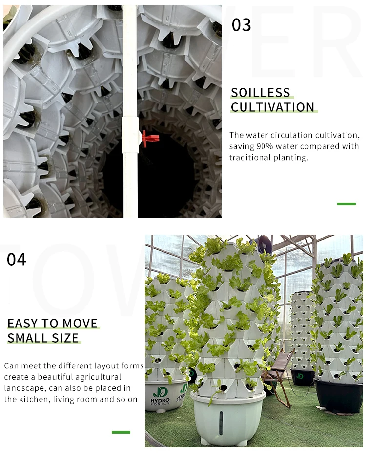 8/12 ชั้นผัก Hydroponics Tower Soilless ในร่มกลางแจ้งขนาดเล็กอุปกรณ์ปลูกแนวตั้ง Grow ชลประทาน Farming System