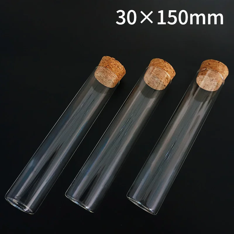 

20pcs/lot 30x150mm Flat Bottom Glass Wishing Storage Bottles Test Tubes with Cork Stopper Jars Container For Laboratory or DIY