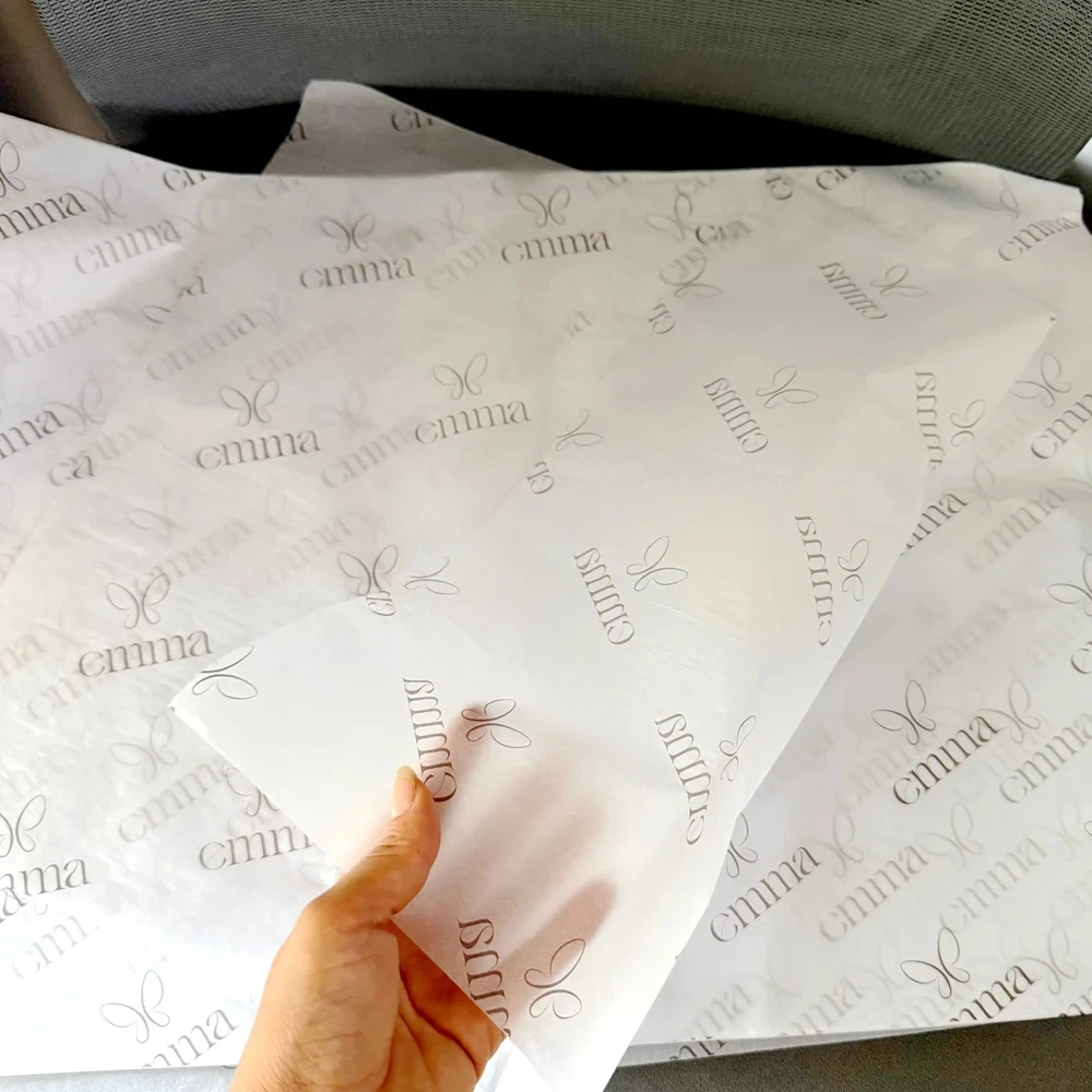 100 Sheets Custom Logo Translucent Paper - 17gsm Paper for Clothing, Soap, Jewelry, Wine, Gift Wrap - Eco & Brandable