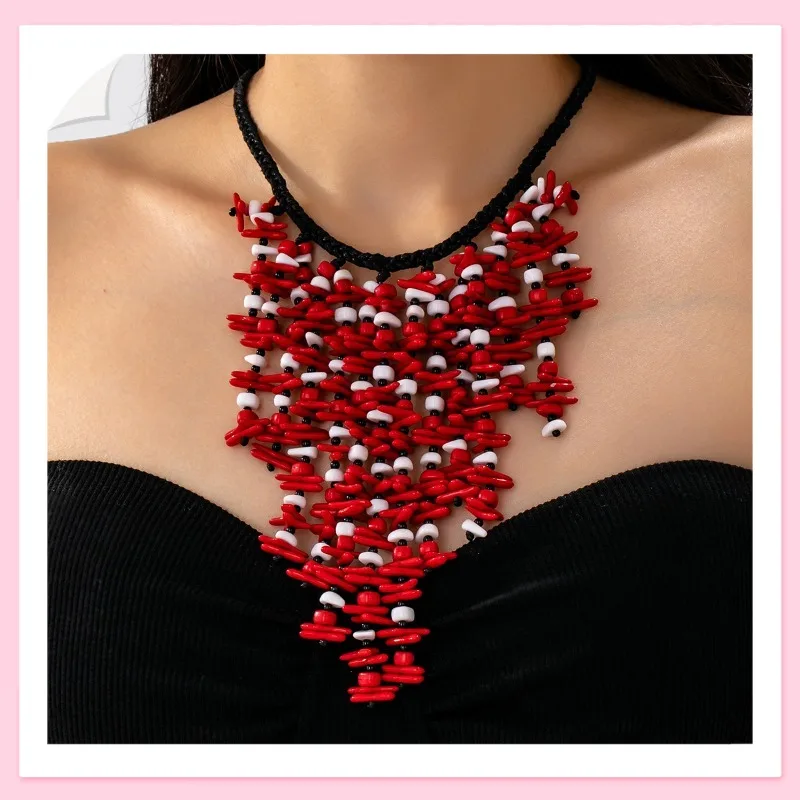 

Ожерелье ручной работы с многослойным кулоном из коралловых ракушек неправильной формы, легкая роскошная цепочка-водопад с бусинами и узлами на ключицу