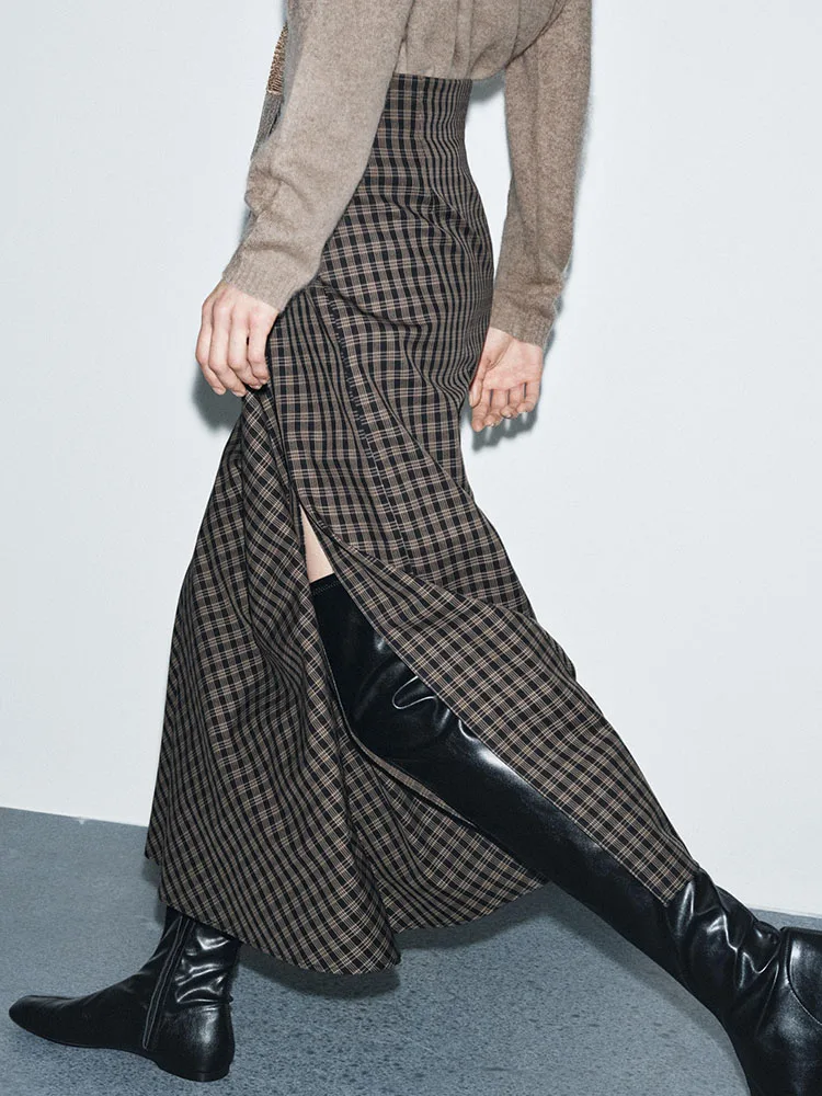 تنورة شتوية جديدة راقية للنساء بتصميم جمالي بطيات متوسطة الخصر مثالية للمرحلة والارتداء العرقي