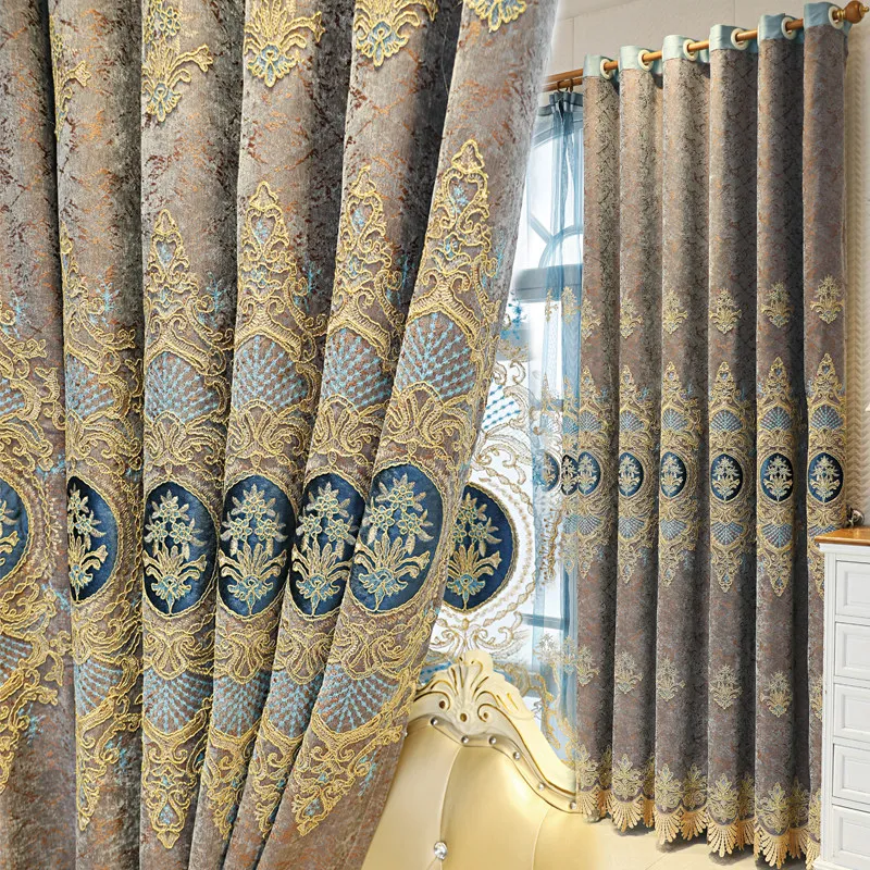 Retro-Klassischer Sonnenschutzstoff Kaffeebraun Luxuriöser Vorhang Dekorative Gardinen für Wohnzimmer Schlafzimmer Balkon Fenstervorhänge