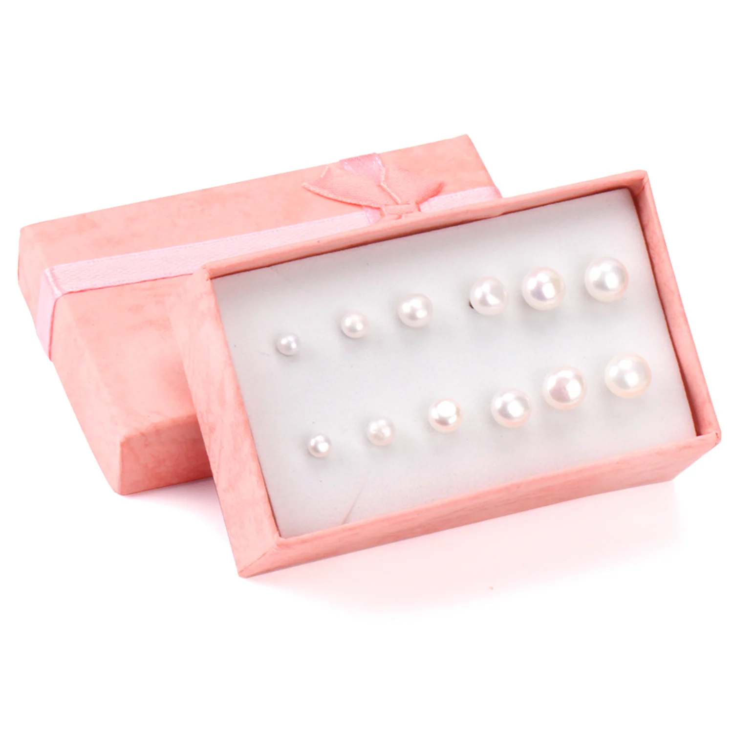 ASONSTEEL Mix Size Earring Set Stainless Steel 6pairs/box Pink White Freshwater Pearl Stud Earrings Female Bioux Daily Wear