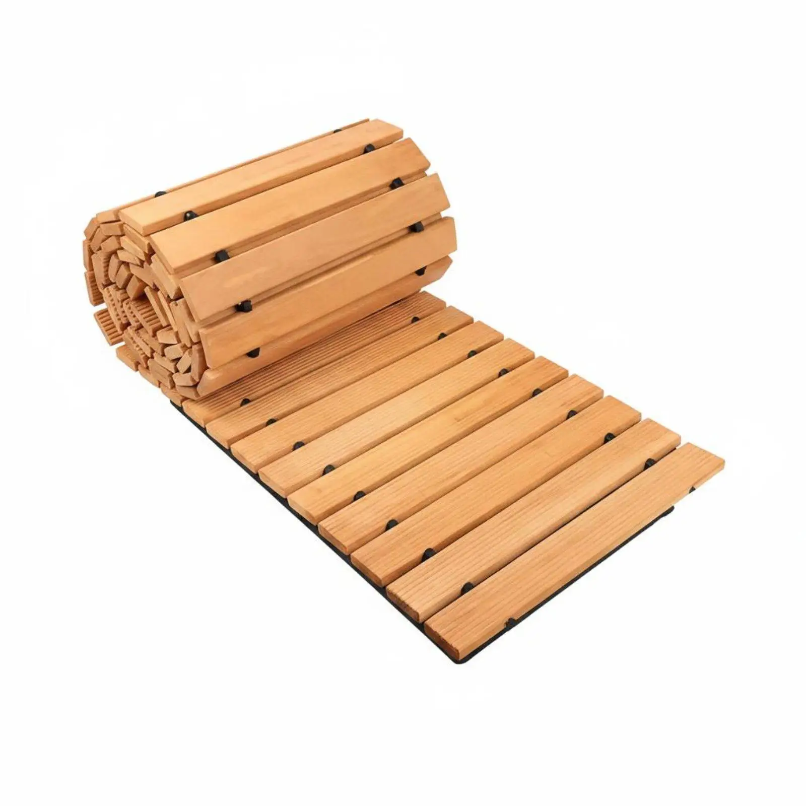 Rollable Fir Wood Boardwalk Weather Resistant Roll-out Wooden Pathway Drainage Portable Wooden Strip Walkway for Patio, Beach