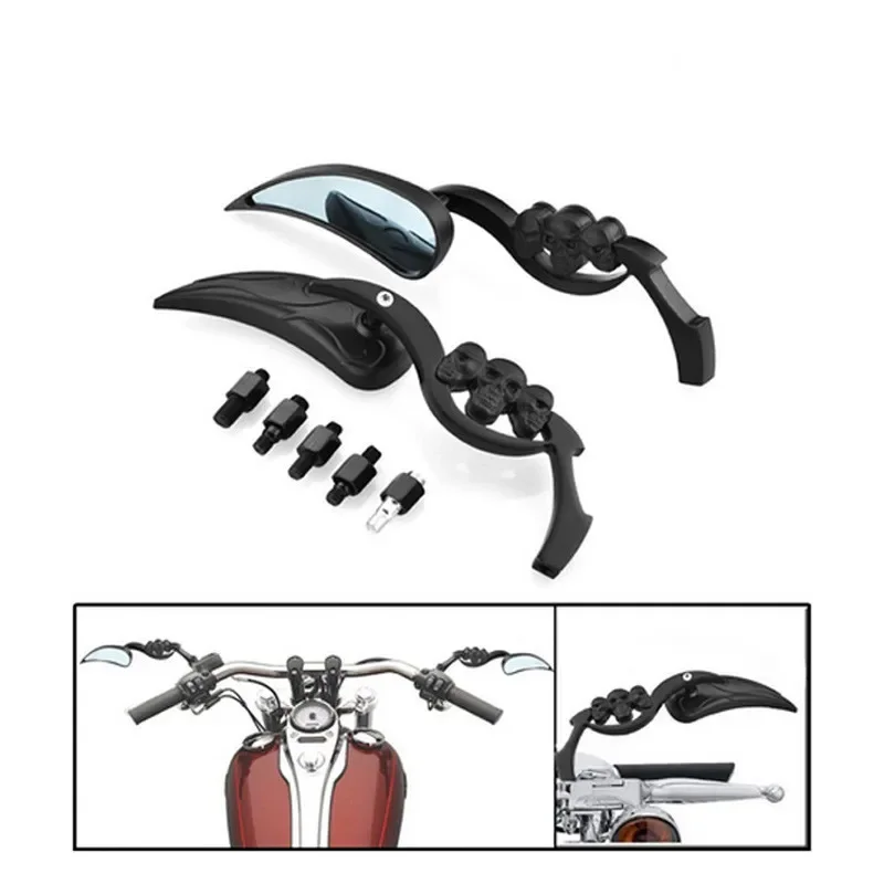 

Universal Motorcycle Skull RearView Side Mirrors For Honda Yamaha Kawasaki Suzuki Cruiser Chopper
