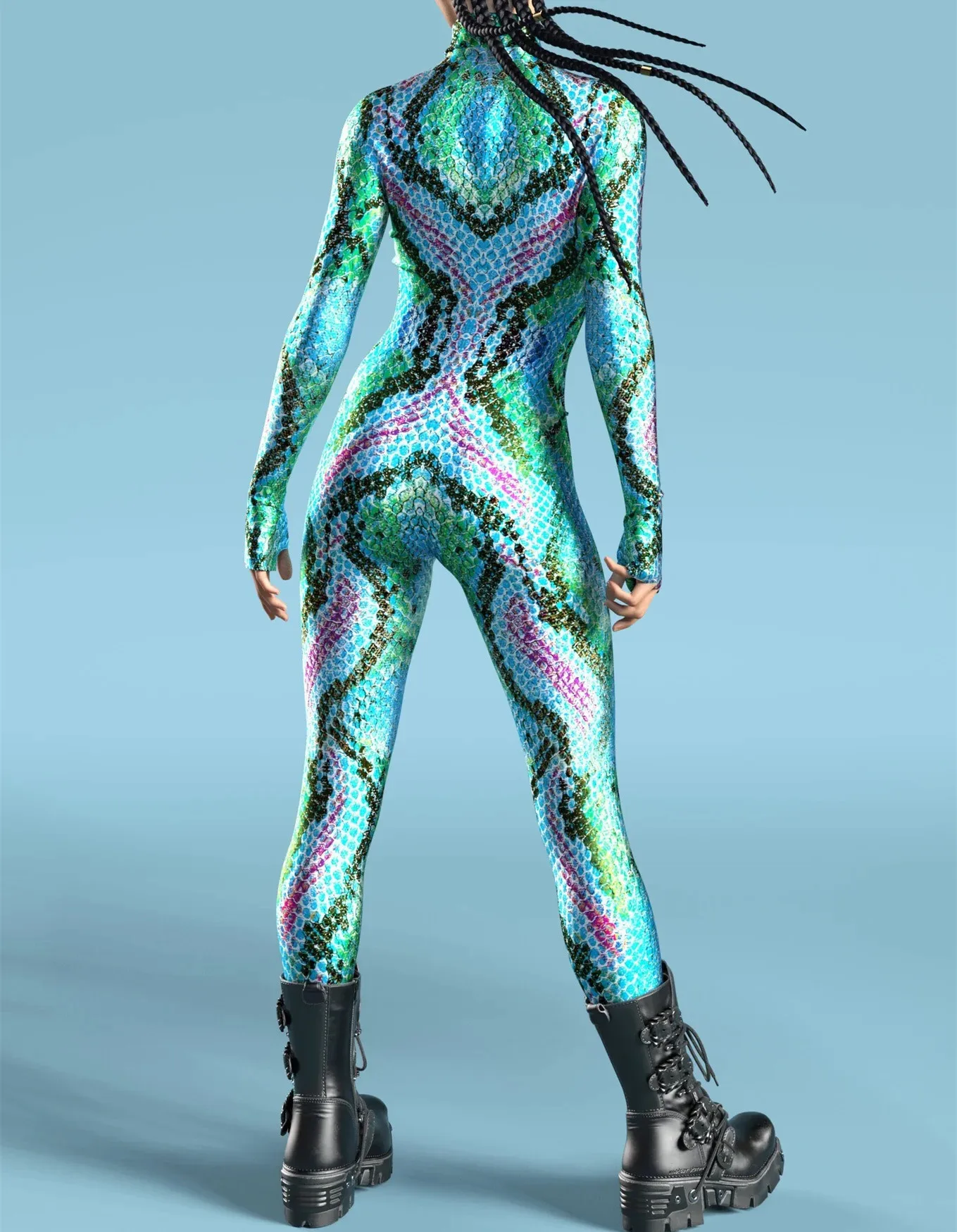 Halloween Roboter Festival Cosplay Kostüm Rüstungsanzug Fischschuppen-Druck Kleidung für Frauen Rollenspiel Party Bodysuit Outfits – Detail 25