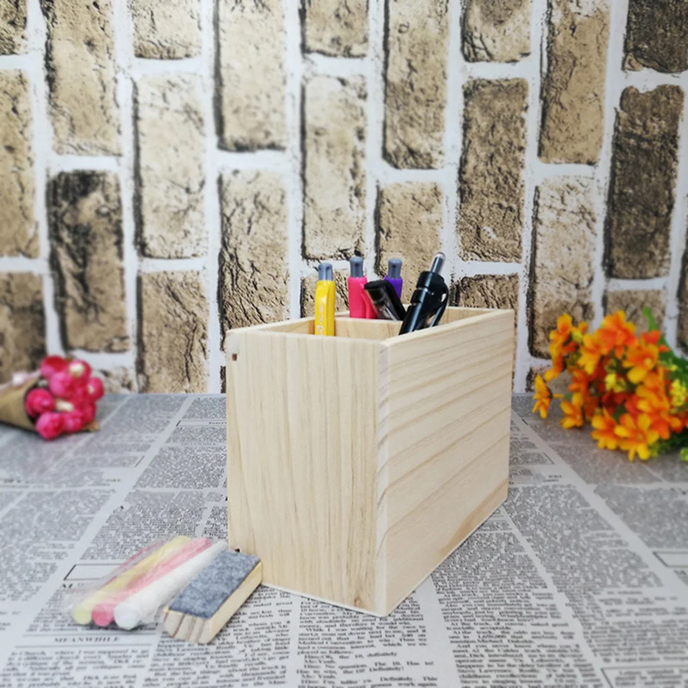 

Creative Wooden Pen Holder Multifunctional Desk Organizer with Message Board Storage Compartment for Office School Supplies