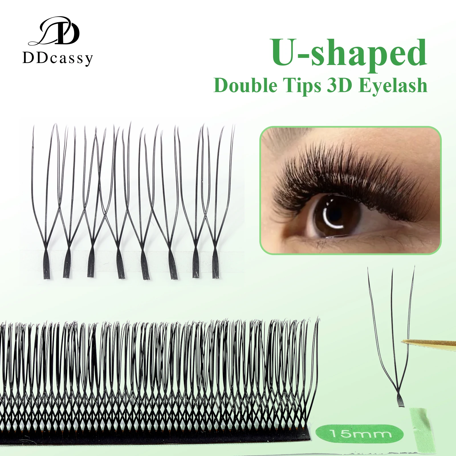 

Double U Shape 3D UU Soft Light Natural Eyelash Extensions Fluffy Mink Faux Fur Parallel Makeup Supplies