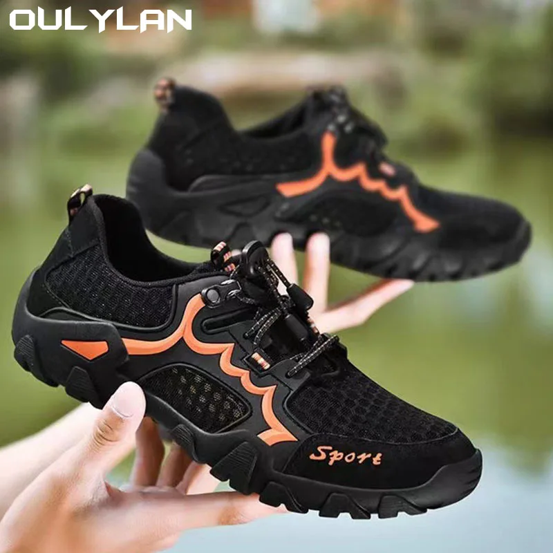 Oulylan Summer Breathable Men Hiking ShoesMesh Outdoor Men Sneakers Climbing Shoes Men Sport Shoes Quick-dry Water Shoes