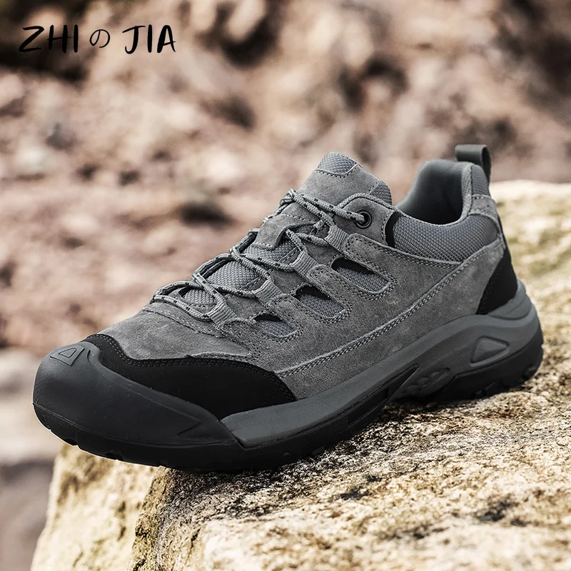 Men\'s Outdoor Leather Mountaineering Shoes Anti slip Wear Resistant Sneaker Spring Autumn Fashion Casual Shoes Hiking Footwear