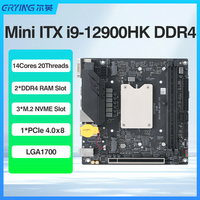ERYING Kit i9 12900HK Mini ITX Motherboard CPU Combo Core Interposer 14C20T LGA1700 DDR4 3200Mhz 3*M.2 NVME DIY Games Computer