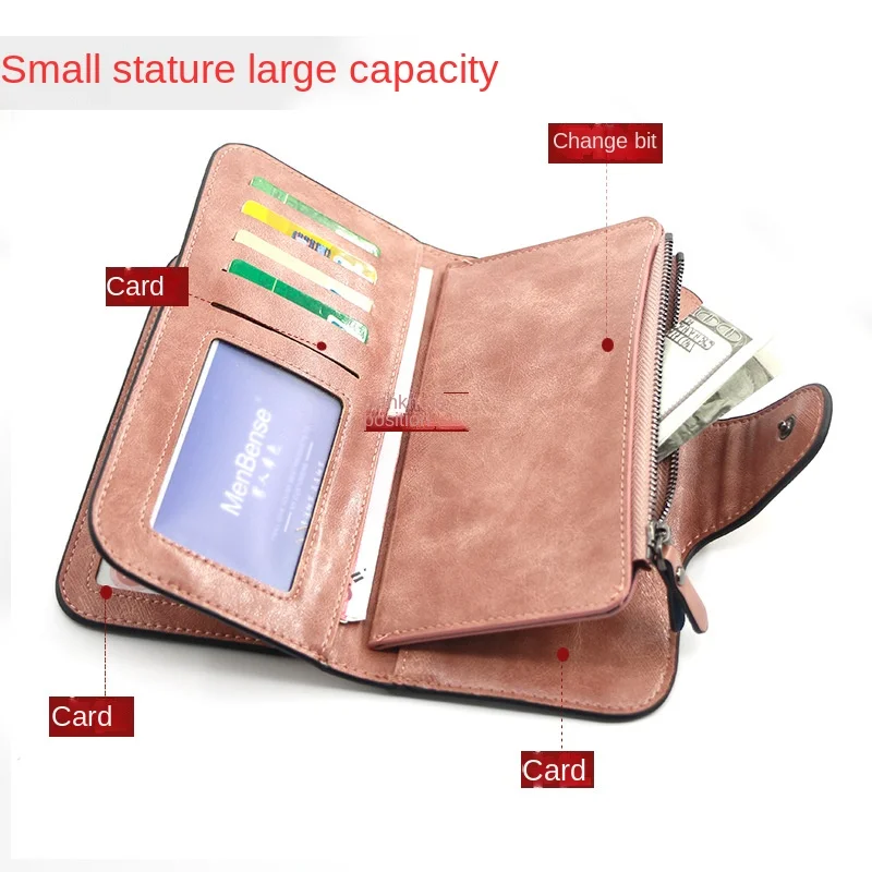 Women\'s Wallet Made of Leather Wallets Three Fold VINTAGE Womens Purses Mobile Phone Purse Female Coin Purse Carteira Feminina