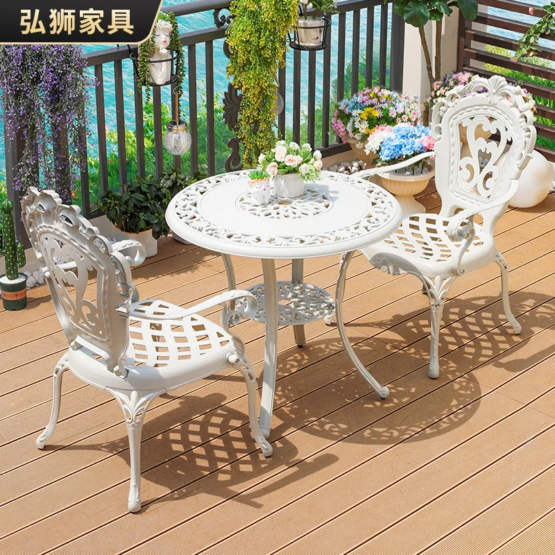 

Outdoor table and chair courtyard balcony outdoor leisure table and chair combination terrace garden milk tea shop villa cast