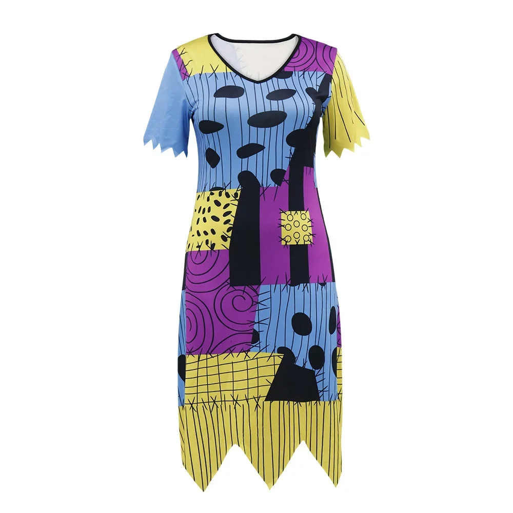 Disfraz de Sally para Cosplay, disfraz de pesadilla antes de Navidad, vestido de película de Anime, mono de LICRA para fiesta, Carnaval, Día de los muertos