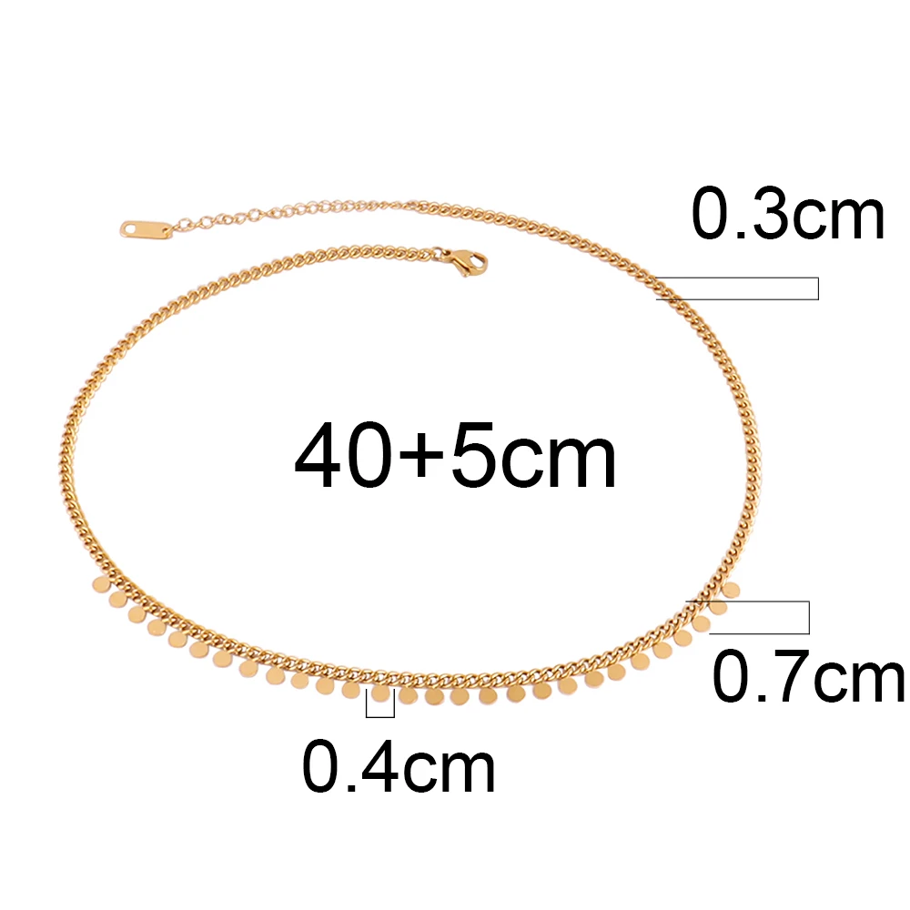 316L Stainless Steel Round Tassel Pendant Necklace For Women Fashion Gold Color Chain Necklaces Jewelry