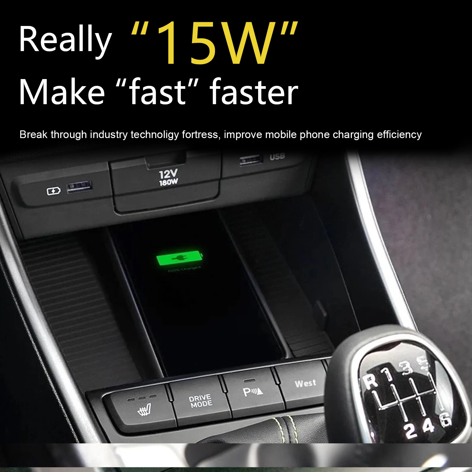2Din for Hyundai I20 2020 2021 2022 Car Wireless Mobile Phone Charger Center Console Storage 18W iphone fast charge plate holder view 4