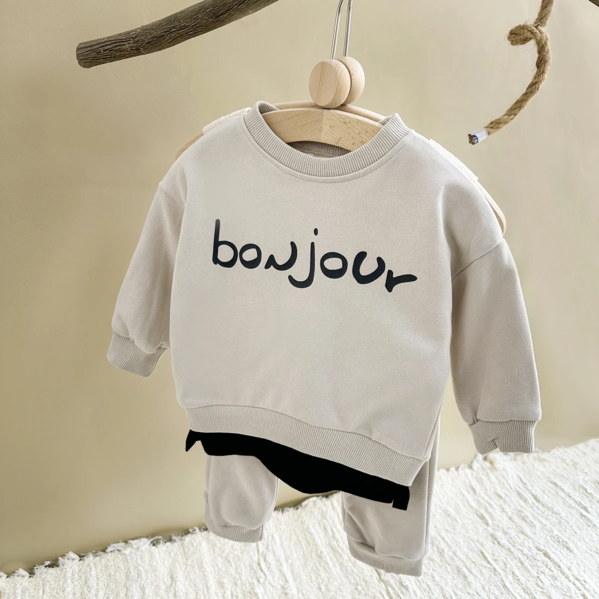 Newborn Infant Baby Boy Girl Clothes Sets Letter Printing Long Sleeve Tops+Pants 2Pcs Casual Outfits Tracksuit Clothing