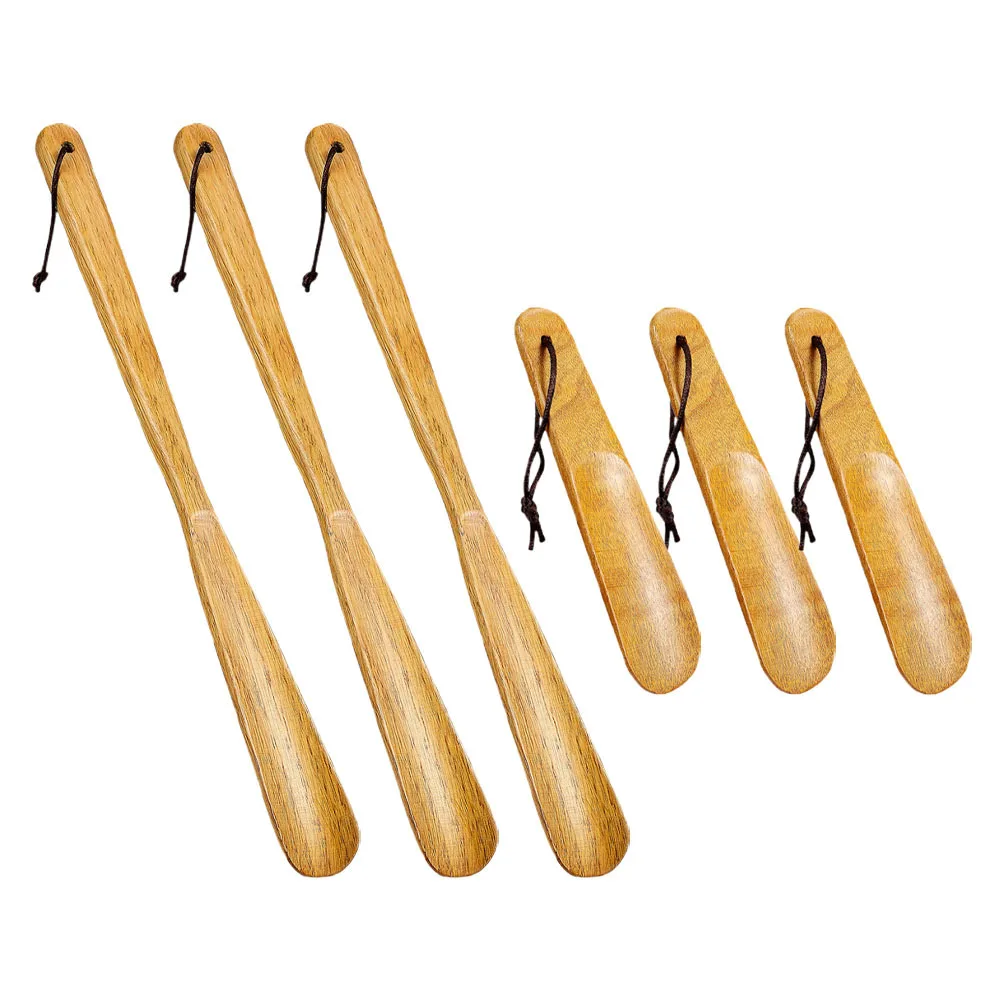 

6pcs Wooden Horn Set 40Cm+16Cm Natural Wood Long Handle Shoe Lifter For Dress Shoes Boots Travel Home Heavy Duty Shoe Horn For