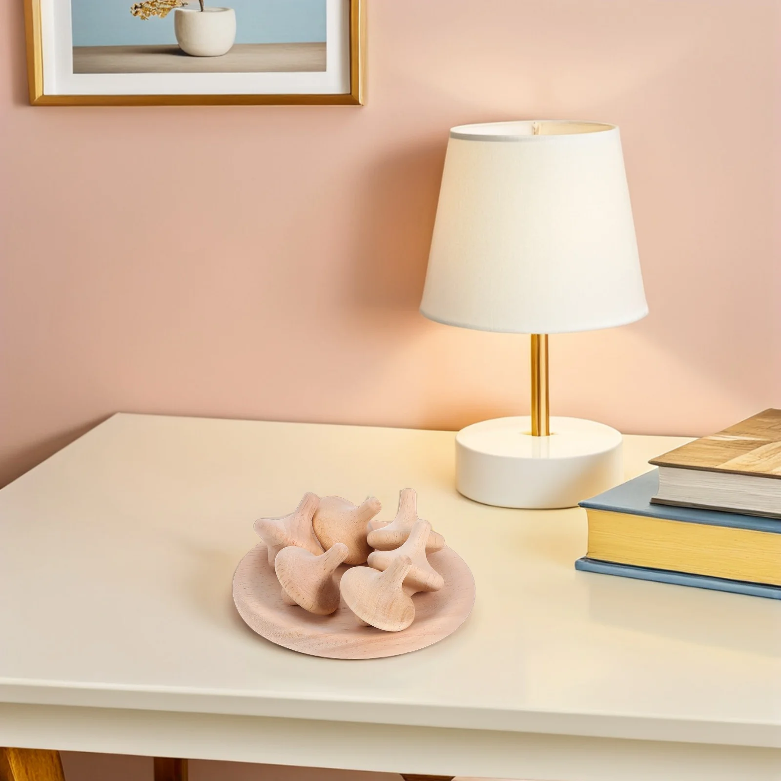 

6pcs Wooden Tops For Kids Unfinished Diy Painting Craft Set Montessori Indoor Activity Kids Wood Craft Learning Game