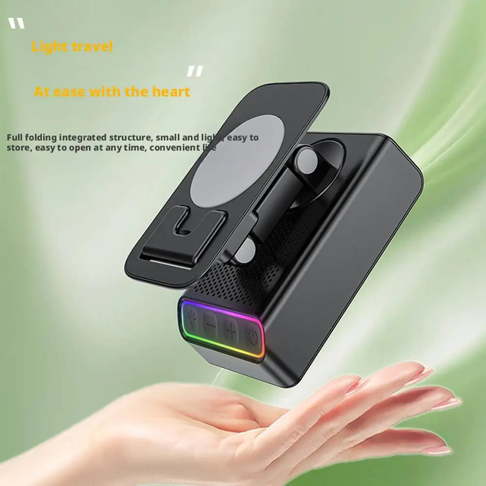 

Регулируемая подставка для мобильного телефона с беспроводным индукционным аудиодинамиком Bluetooth-динамик Складной держатель Беспроводной T4O4