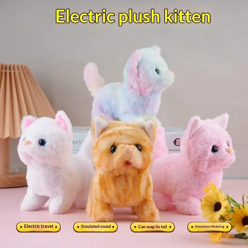 Juguete Interactivo de Felpa Eléctrico para Gatos, Máquina de Simulación de Mascotas que Camina, Ladra y se Mueve, para Jugar y Entretener a los Gatos