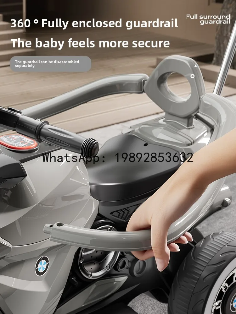 

Children's Electric Three-Wheel Motorcycle Toy Car for Kids, Can Be Sat On, Remote Control, Rechargeable, with Guardrail