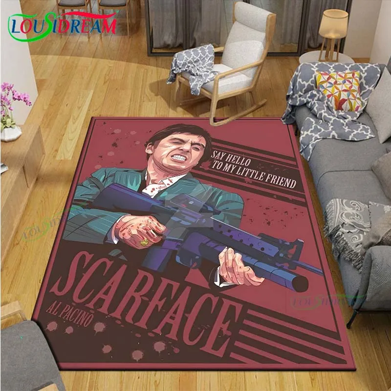 

Movie Godfather S-Scarface Carpet Room Decor Floor Mats Bedroom Yoga Mat Photography Props Area Rug Birthday Gift Anime Rug