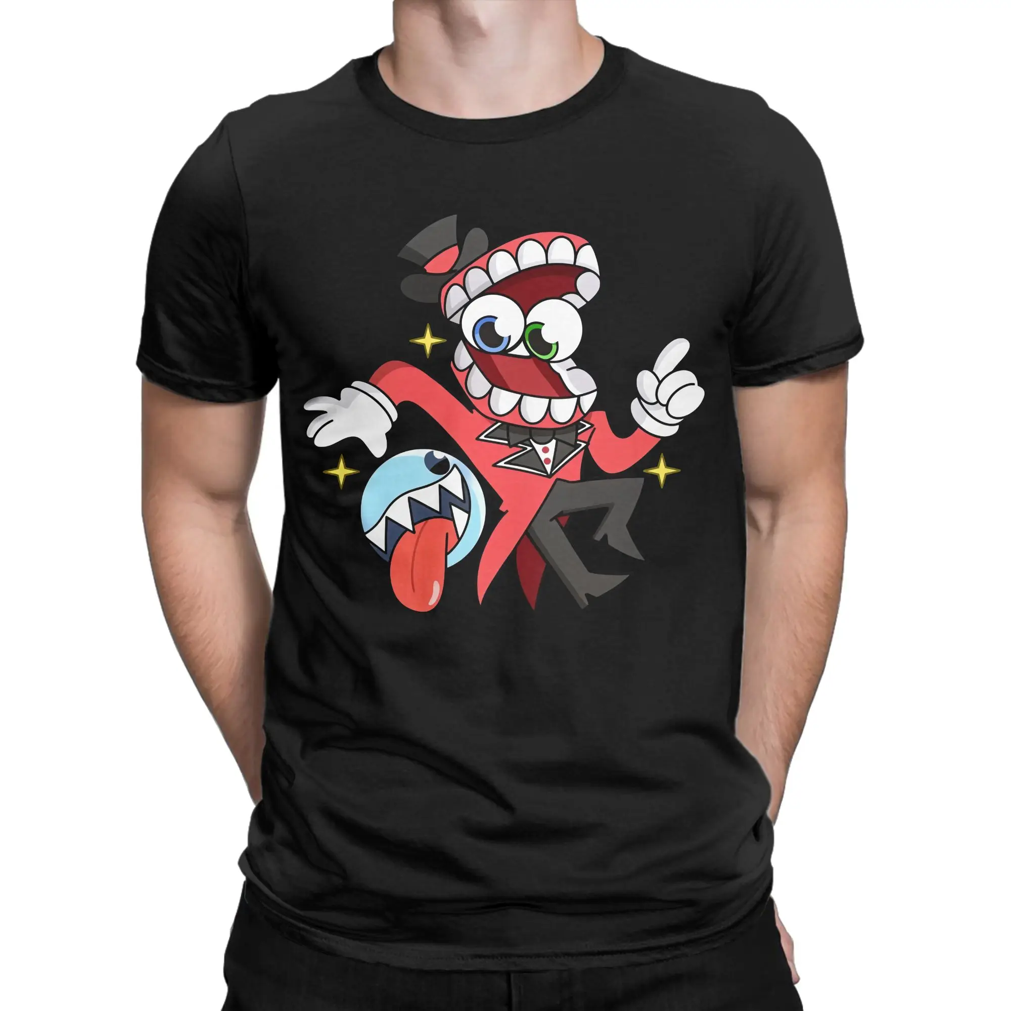 Caine Cartoon Digitals Circus T-Shirts for Men 100% Cotton Tees Round Neck Short Sleeve T Shirts Birthday Present Clothing