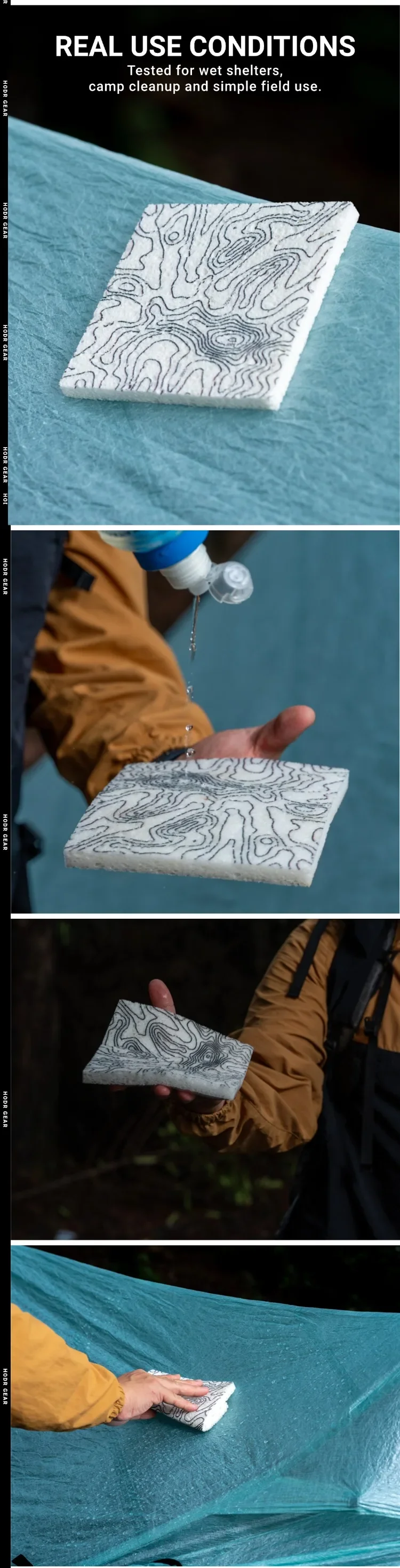 [HODRGEAR] Zelt-Kondensationsschwamm – Ultraleichter 16,7g Zelluloseschwamm 15×15cm zum Abwischen und Wiederverwenden für Zelte, Planen, Kochgeschirr – Detail 8