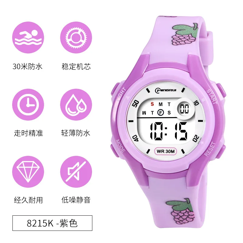 Relógio simples impressão esportes natação à prova dwaterproof água despertador led relógio eletrônico casual meninos crianças relógios