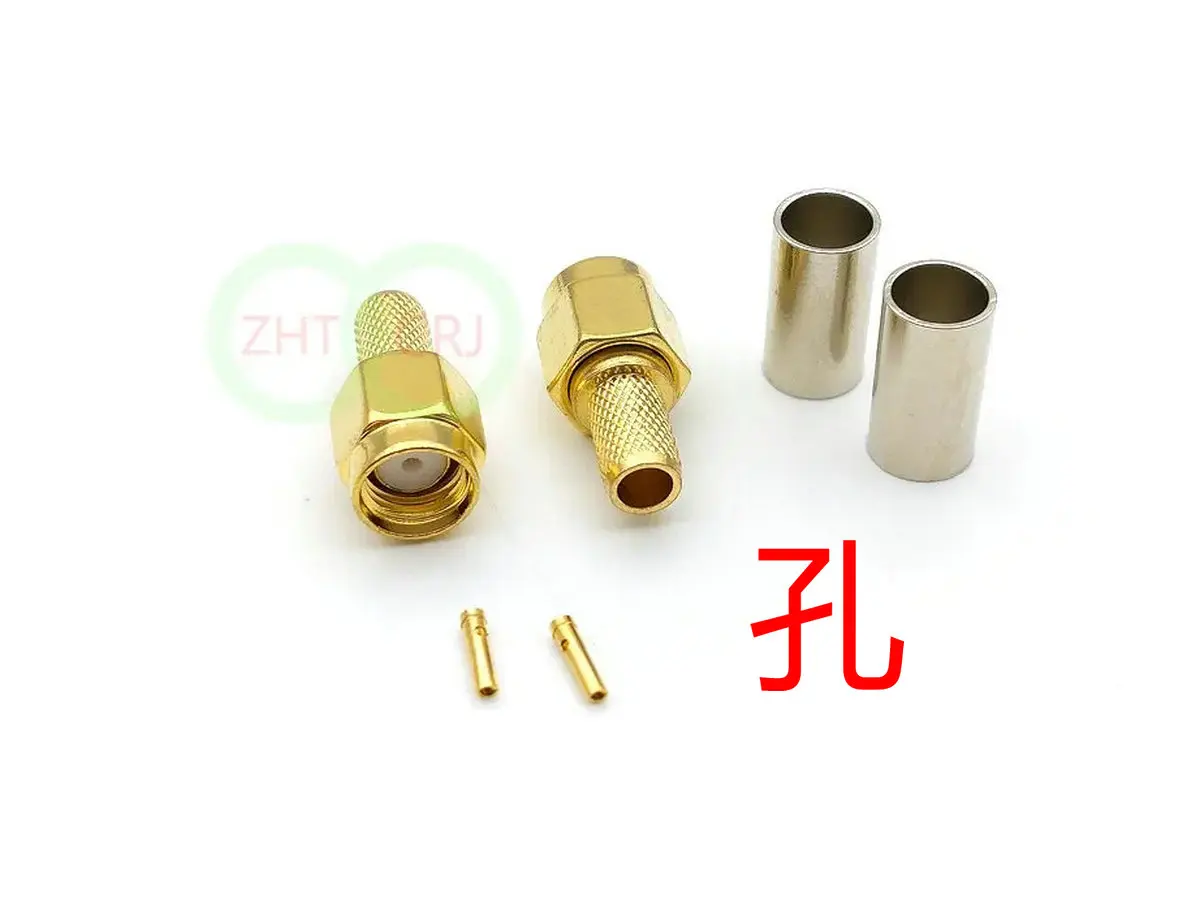 sma macho plug jack crimp conector rf para rg58 rg142 lmr195 rp 01