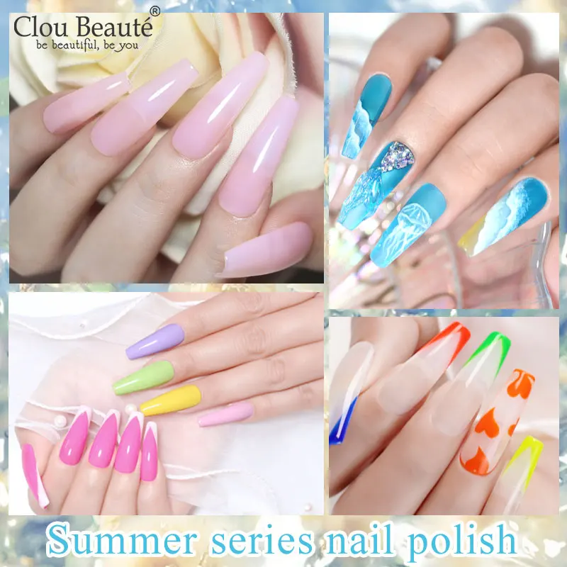 Clou Beaute Summer Bright Neon Color Gel Nail Polish Yellow Green Orange Red Gel Varnish Pretty Varnis Semi Permanent For Nails