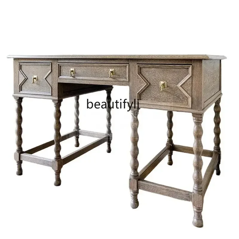 

0R American Solid Wood Desk Bedroom Dresser French Vintage Home Drawer Desk R