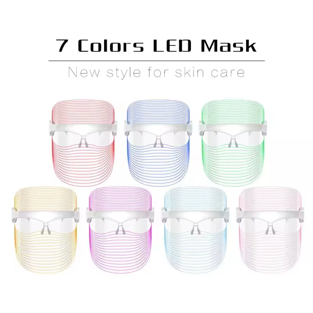 7 Kleur Led Behandeling Huid Draadloze Oplaadbare Aanscherping Gezichtsmassager Huidverzorging Led Masker Vrouwen Schoonheid Masker Absorptie