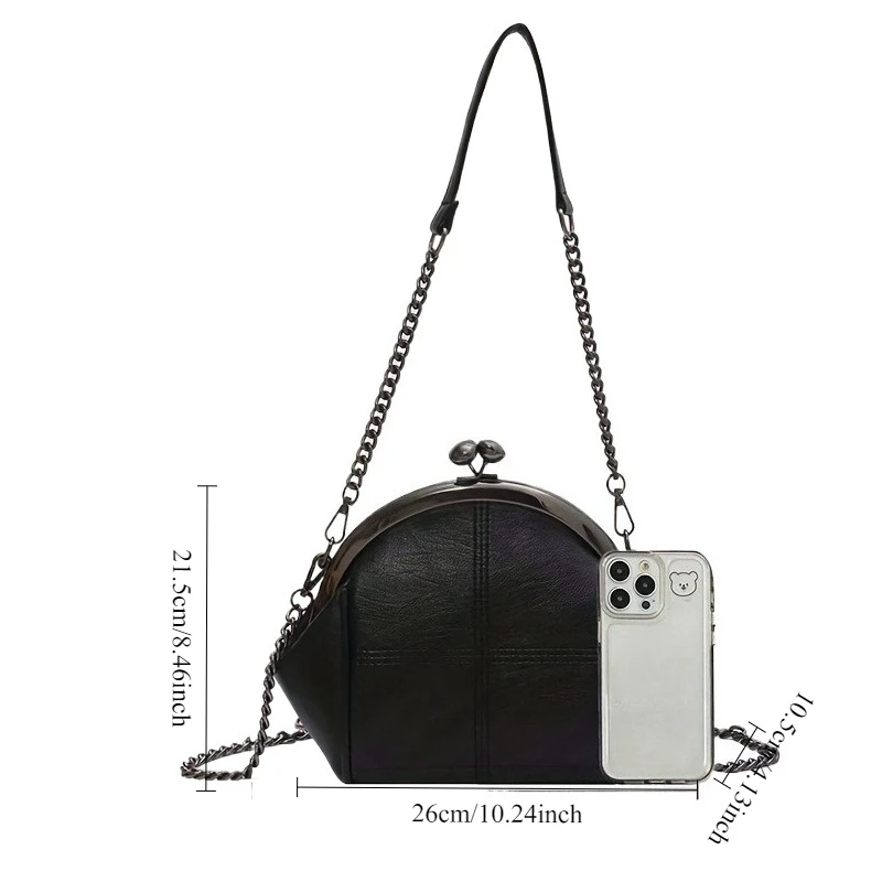Large Capacity Retro Solid Color Crossbody Bag, Fashion and Versatile Chain Shoulder Coin Purse, Women's Commuting Party Bags