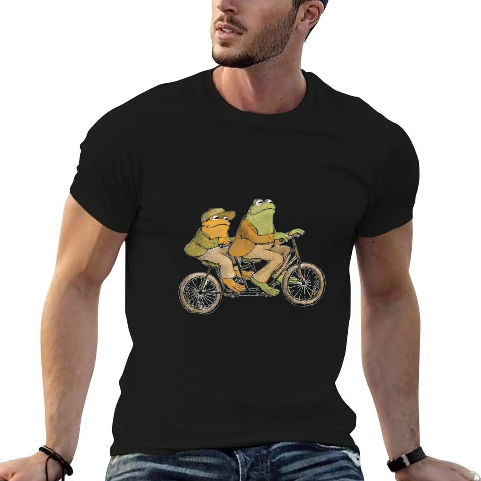 

frog and toad riding a bicycle T-Shirt funny t shirts cotton man t shirts for men casual T-Shirt