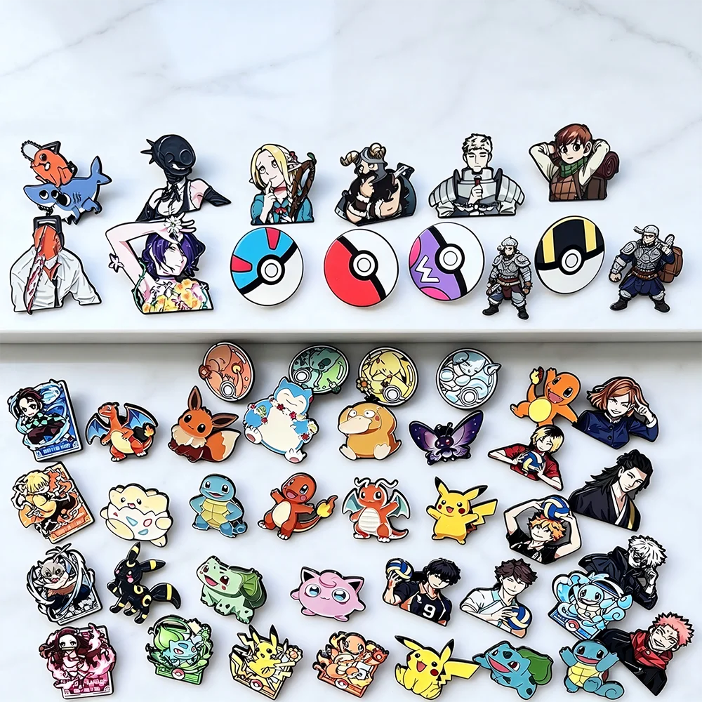4/8/20/30pcs Surprise Random Cute Japanese Anime Cartoon Enamel Pins Cute Monster Brooch Decor Accessory for Clothing Backpacks view 6