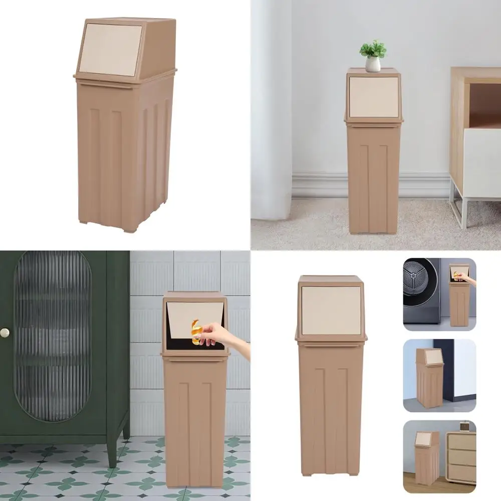 

Large 30L Hinged Lid Trash Bin, 8 Gallon Capacity, 11.8 x 7.5 x 24.6 Inches, Industrial-Grade Covered Side Waste Container